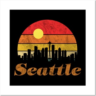Vintage sunset Seattle Posters and Art